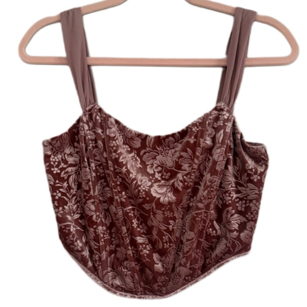 Altar'd State Mauve Fairy Floral Velvet Boho Western Festival Corset Tank Top XS